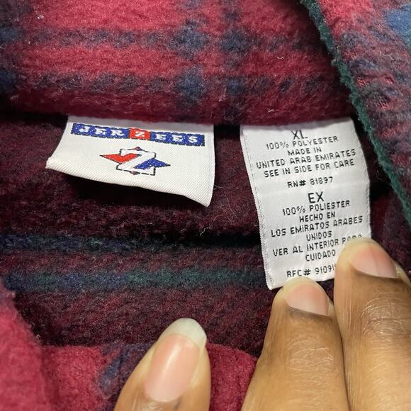Vintage 90s Jerzees 1/4 Zip Sweatshirt Size XL Plaid Arab Emirates - Picture 4 of 7